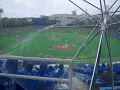 雨の球場